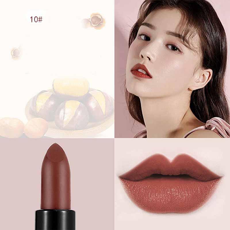 Caramel Red Brown Matte Velvet Matte Lipstick.