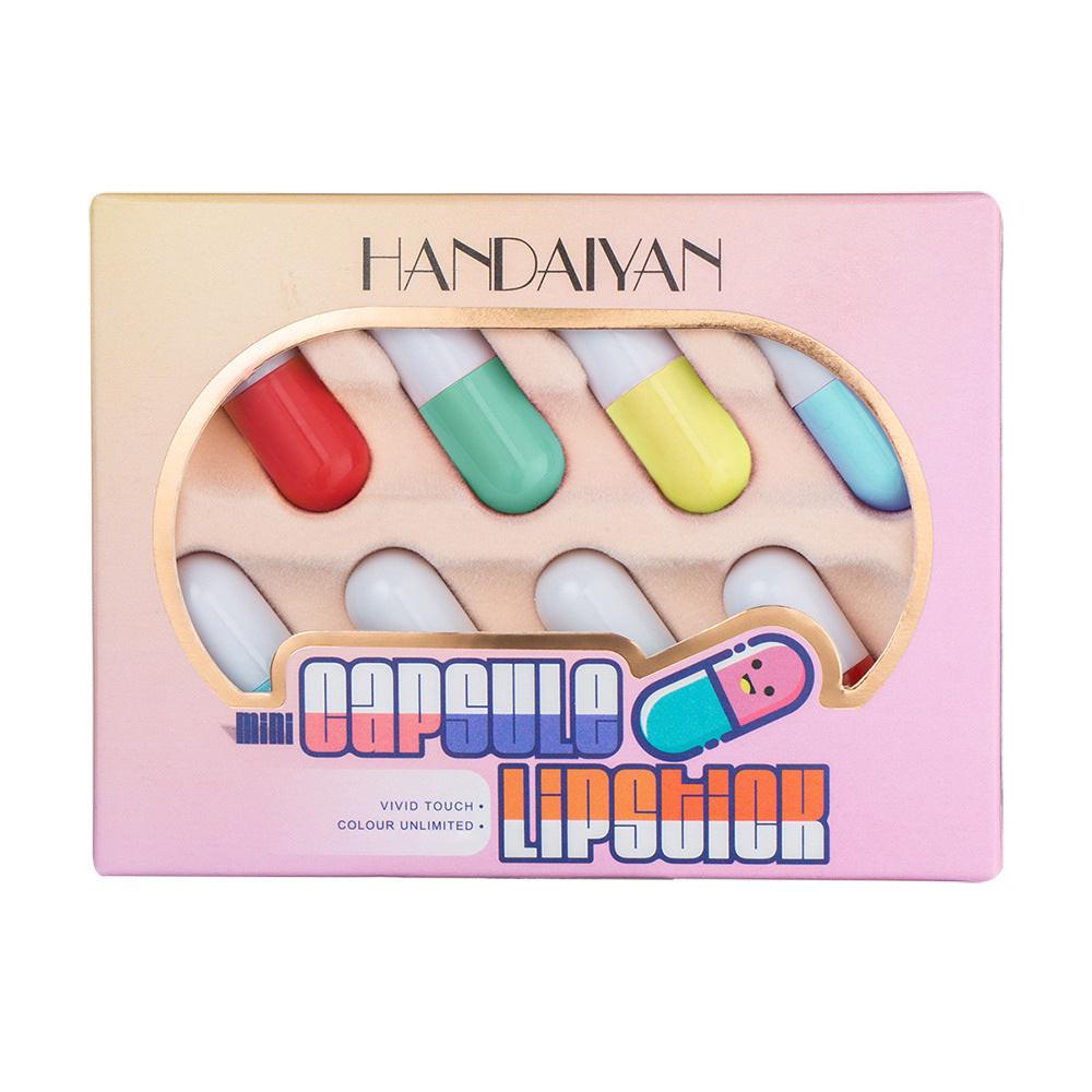 Pill Capsule Lipstick Lip Balm Sample 8 Color Suit.