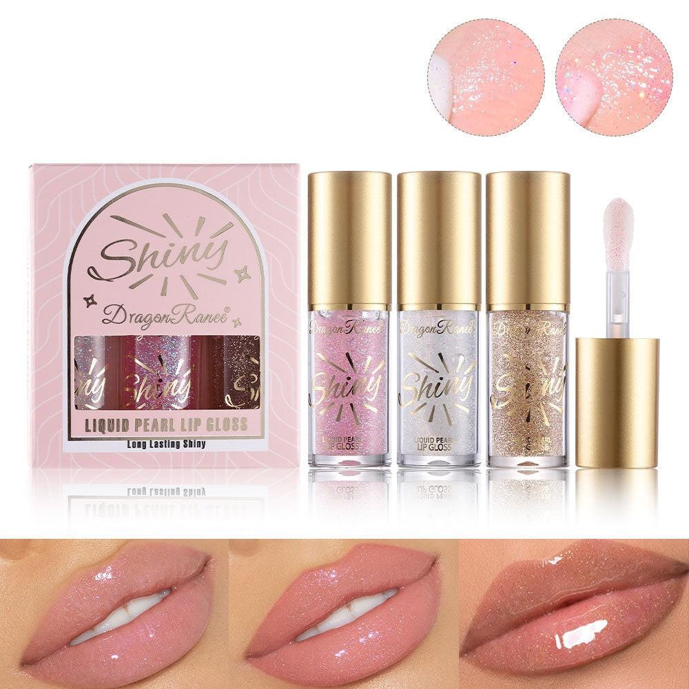Big Brush Mirror Pearlescent Three Lip Gloss Suit.