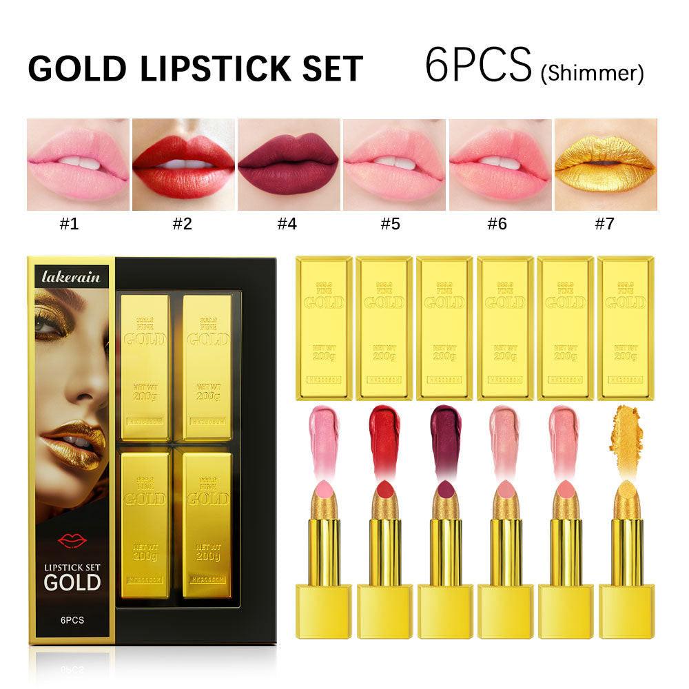 Lipstick Kit Gold Bar Makeup Set.
