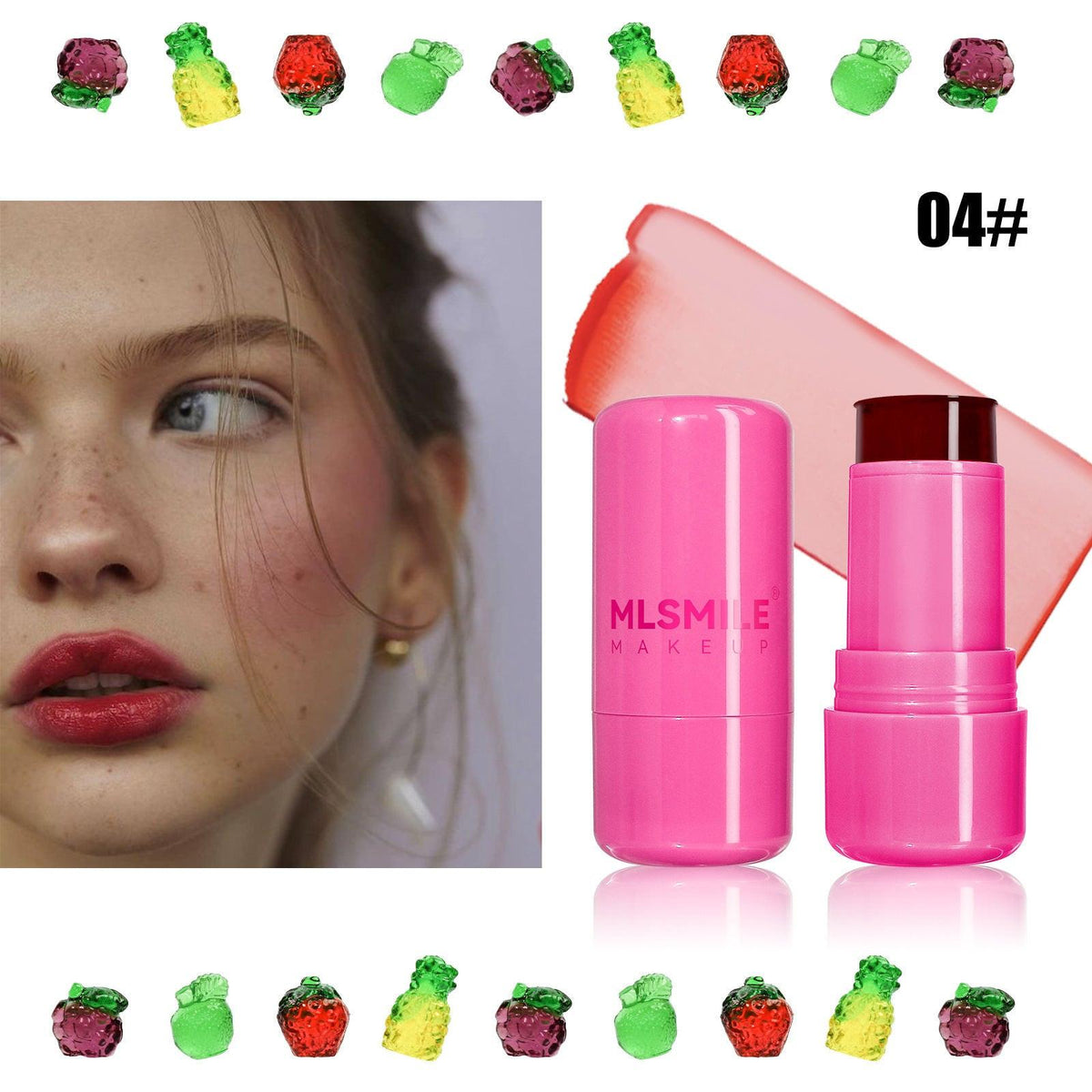 Jelly Blush Lipstick Lip And Cheek Dual-use Multi-color Brightening Contour Stick.