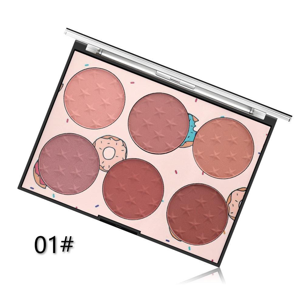 Six-color Blush Natural Skin-friendly Rouge Makeup.