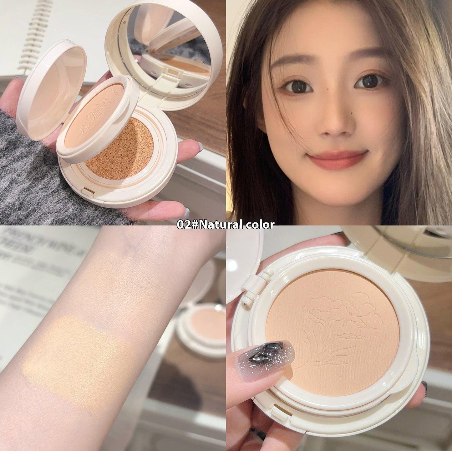 Two-in-one Powder Cushion Foundation Moisturizing And Clear Natural Non-stuck Powder Makeup Brightening Finishing Concealer.