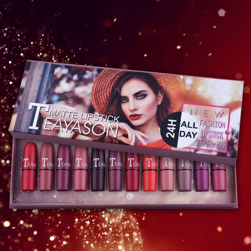 Matte Lipstick Set GIFT 12 Pieces Batch Waterproof And Long Lasting.