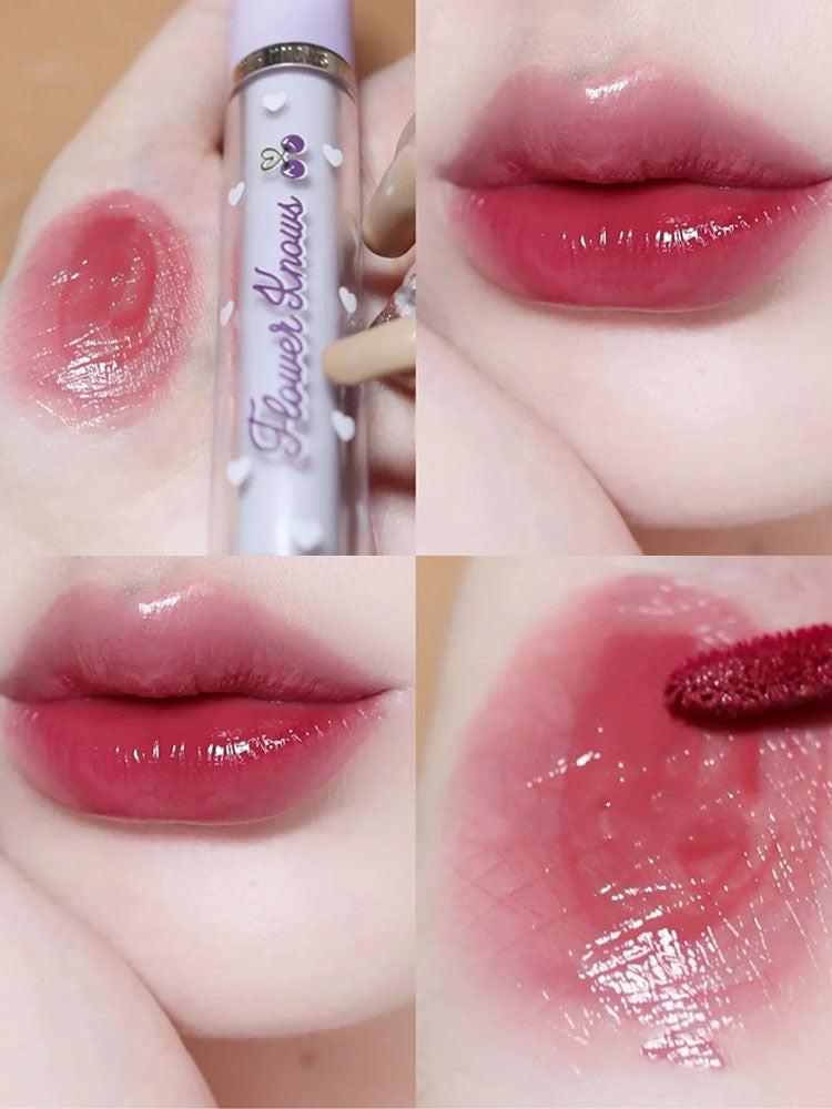 Flower Know Crystal Jelly Lip Glaze Mirror Moisturizing Lipstick.