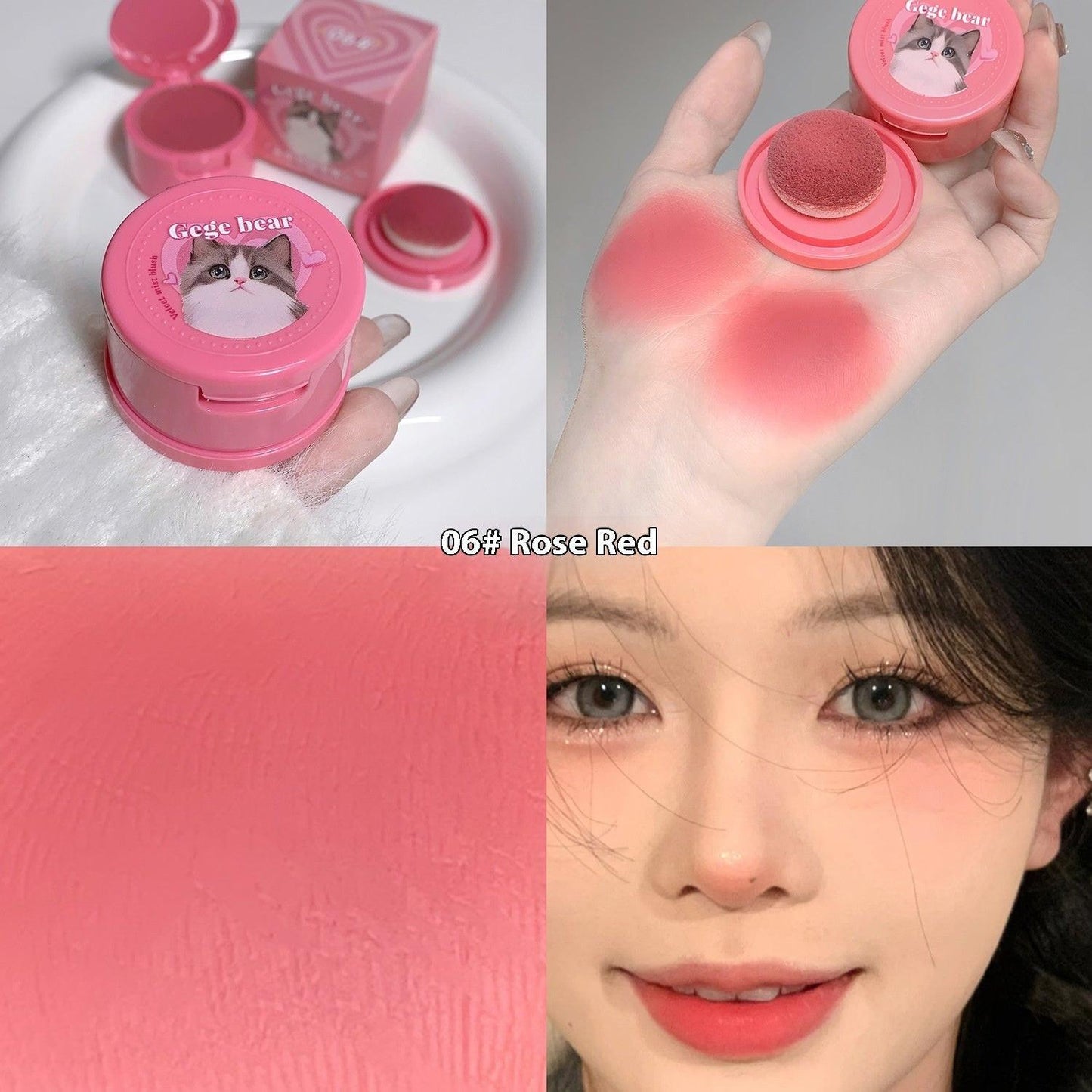 With Powder Puff Cushion Blush White Matte Nude Makeup.
