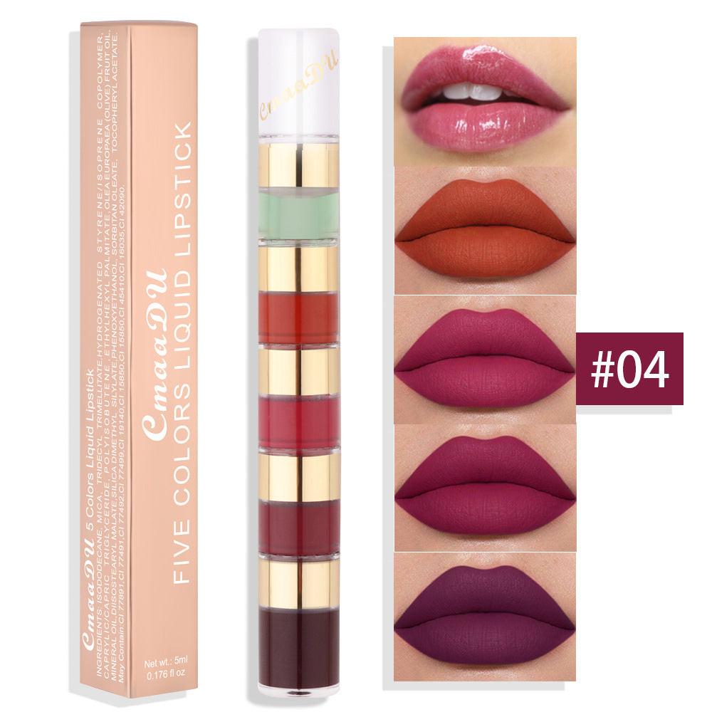 Waterproof And Durable 5 Color Matte No Stain On Cup Bamboo Joint Lip Gloss.
