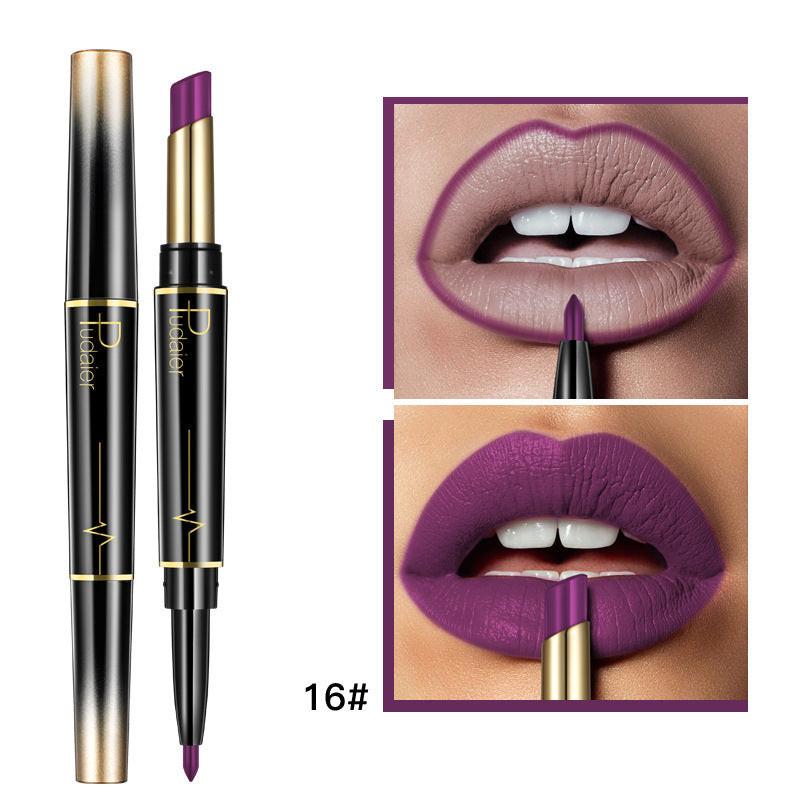Matte Double-headed Lipstick Lip Liner Lip Lacquer.