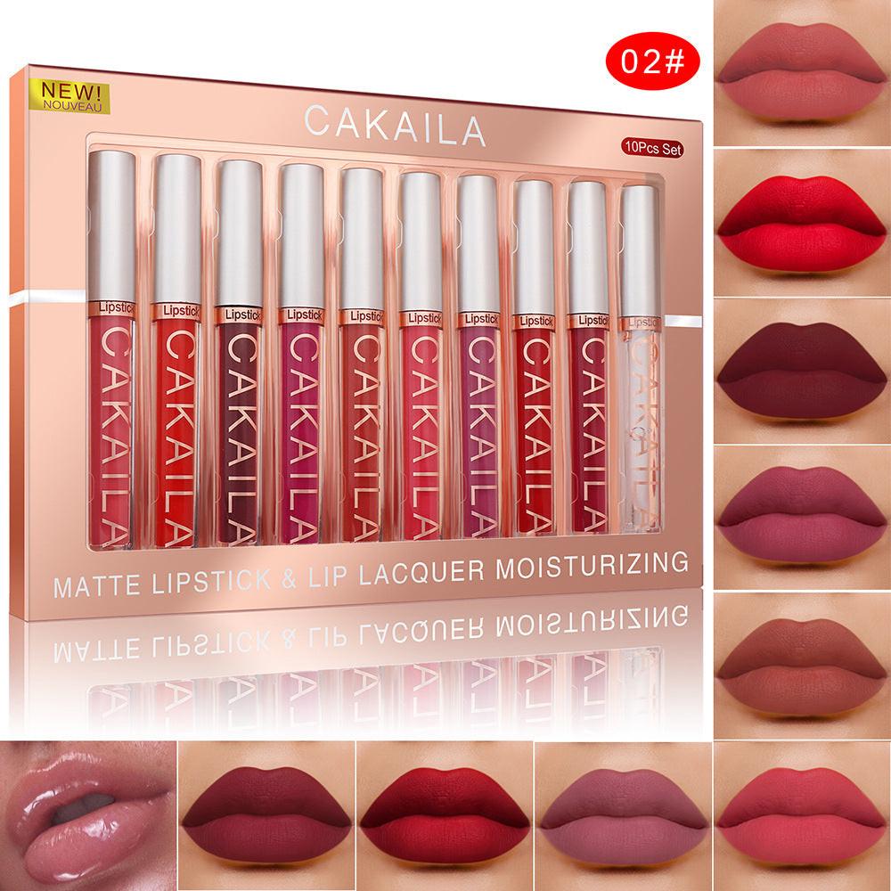 Pack Of 10 Matte Nonstick Cup Waterproof Lip Gloss.