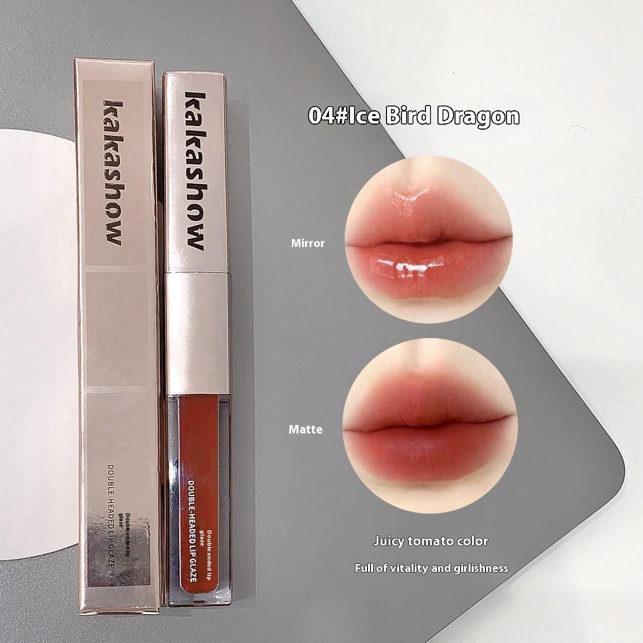 Makeup Double-headed Lip Lacquer Matte Mirror Double Texture Lipstick Delicate.