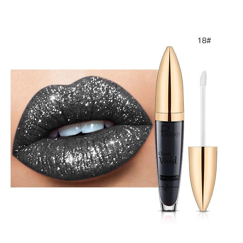 Pudaier Sip Glitter Flip Matte Shimmer Lip Gloss No Stain On Cup Diamond Lipstick.