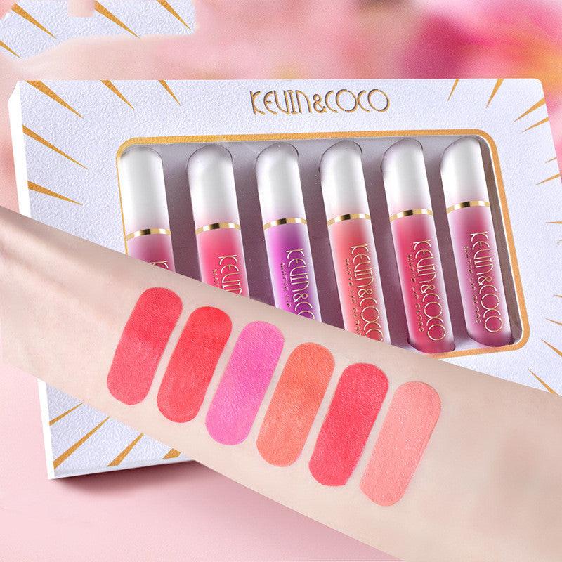 6 Color Capsule Glaze Bright Lip Gloss Lipstick Case.