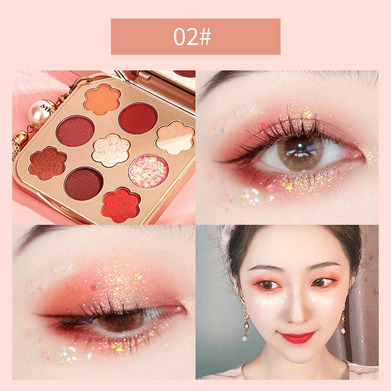 Nine Colors Matte Pearlescent Waterproof Long Lasting Star Bright Diamond Eyeshadow Palette.