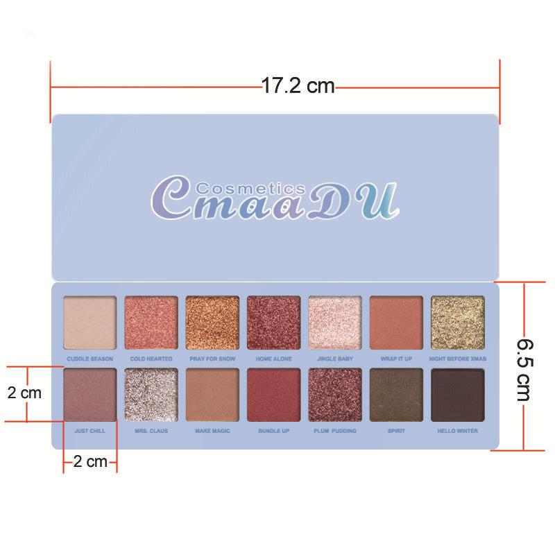 14-Color Matte And Metallic Waterproof Glitter Eyeshadow Palette.