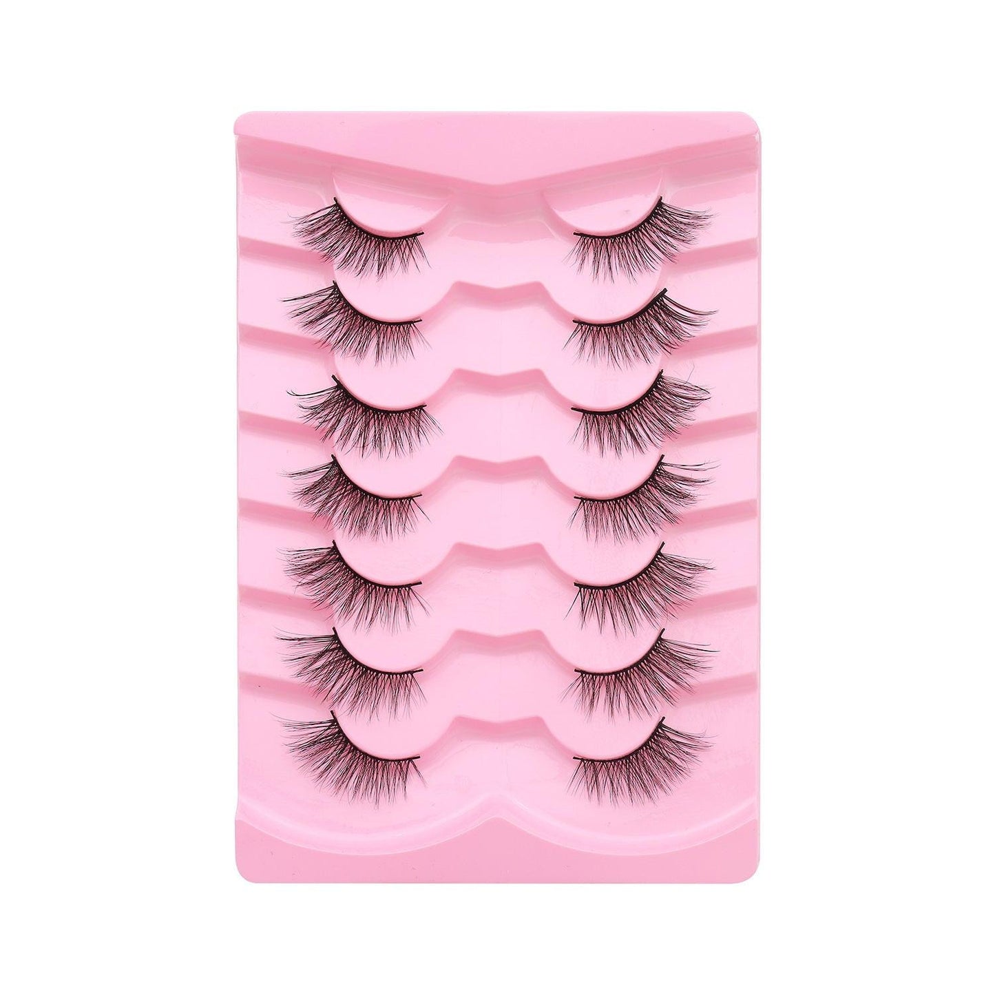 Natural Lashes Wispy Lashes Natural Look False Eyelashes Natural Flared Eyelashes False Eye Lashes Soft Fluffy Lashes 7 Pairs 6mm Gradual 13mm Cat's Eye Transparent Stem Eye Tail Elongated Half Eye Na.