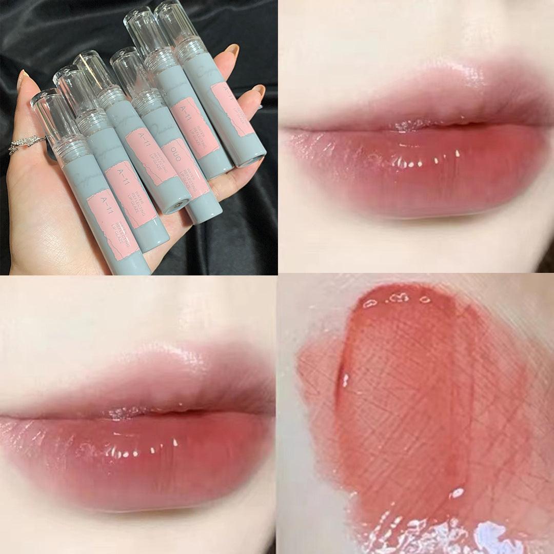 Gray Tube Lip Glaze Mirror Water Gloss Lipstick.