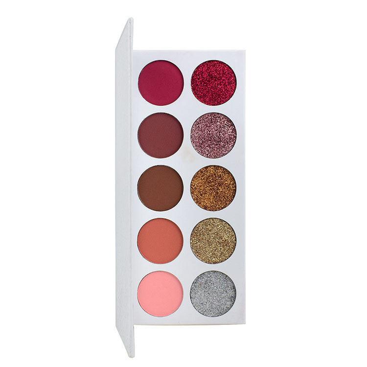 10-color Eyeshadow Palette 5-color Matte Plus 5-color Glitter Powder.
