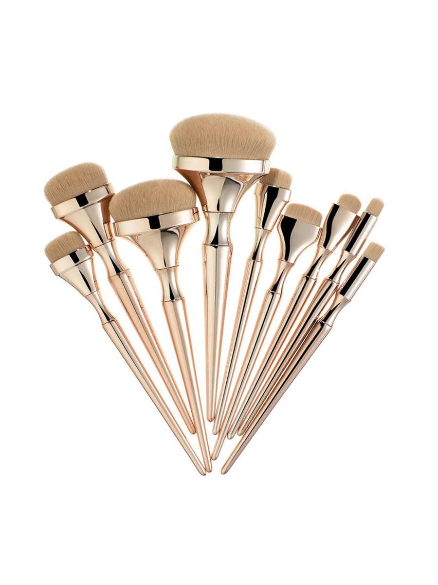 9 Gold Plating Toothbrush Type Makeup Brushes Suit.