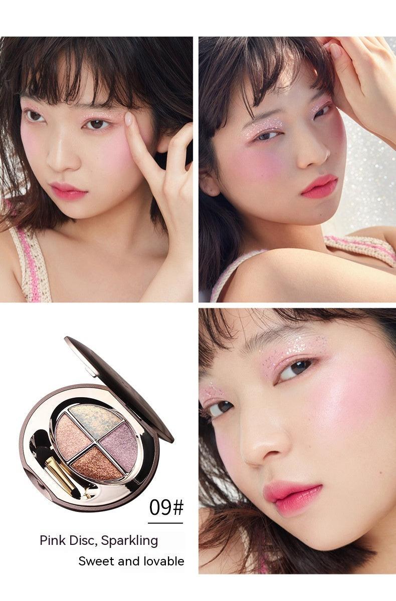 Four Color Eyeshadow Palette Shimmering Powder Shimmer Sequins Waterproof.