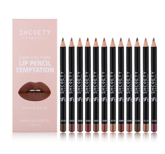 12 Color Matte Lipstick Lip Liner Suit.