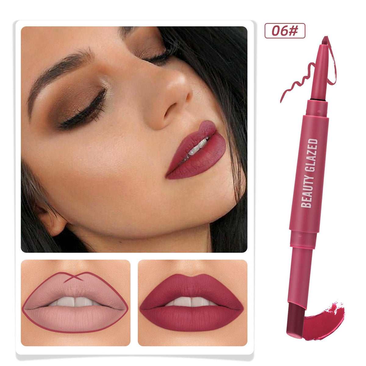 Double-headed Matte No Stain On Cup Lipstick Lip Liner.