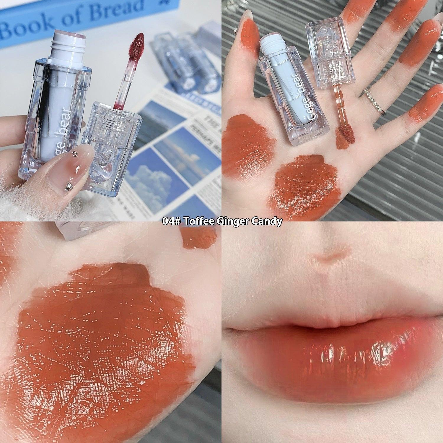 Gogo Bear Water Light Lip Lacquer Mirror Full Lips Nourishing Moisturizing Makeup.