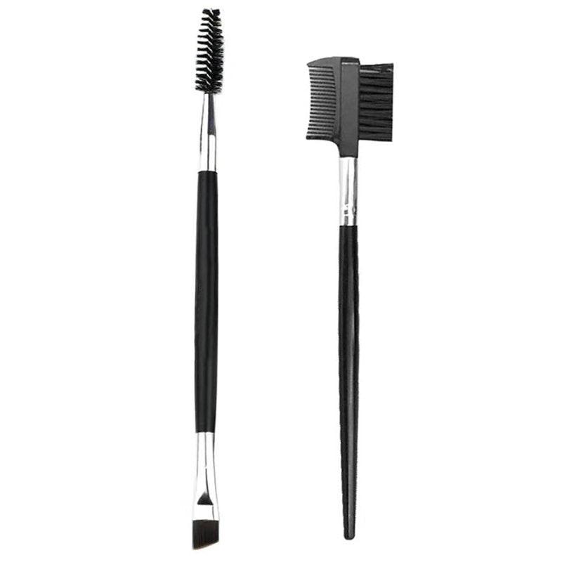 Semi-arc Steel Tooth Brow Groomer Double Head Concealer Brush.
