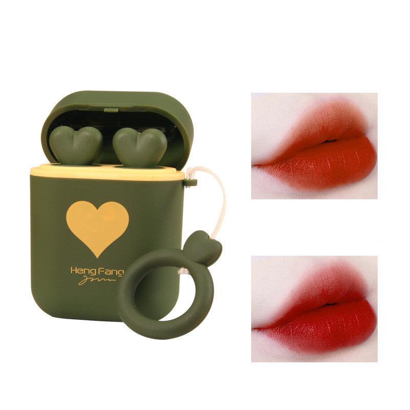 Double Tube Velvet Lipstick Matte Matte Earphone Storage Box Portable.