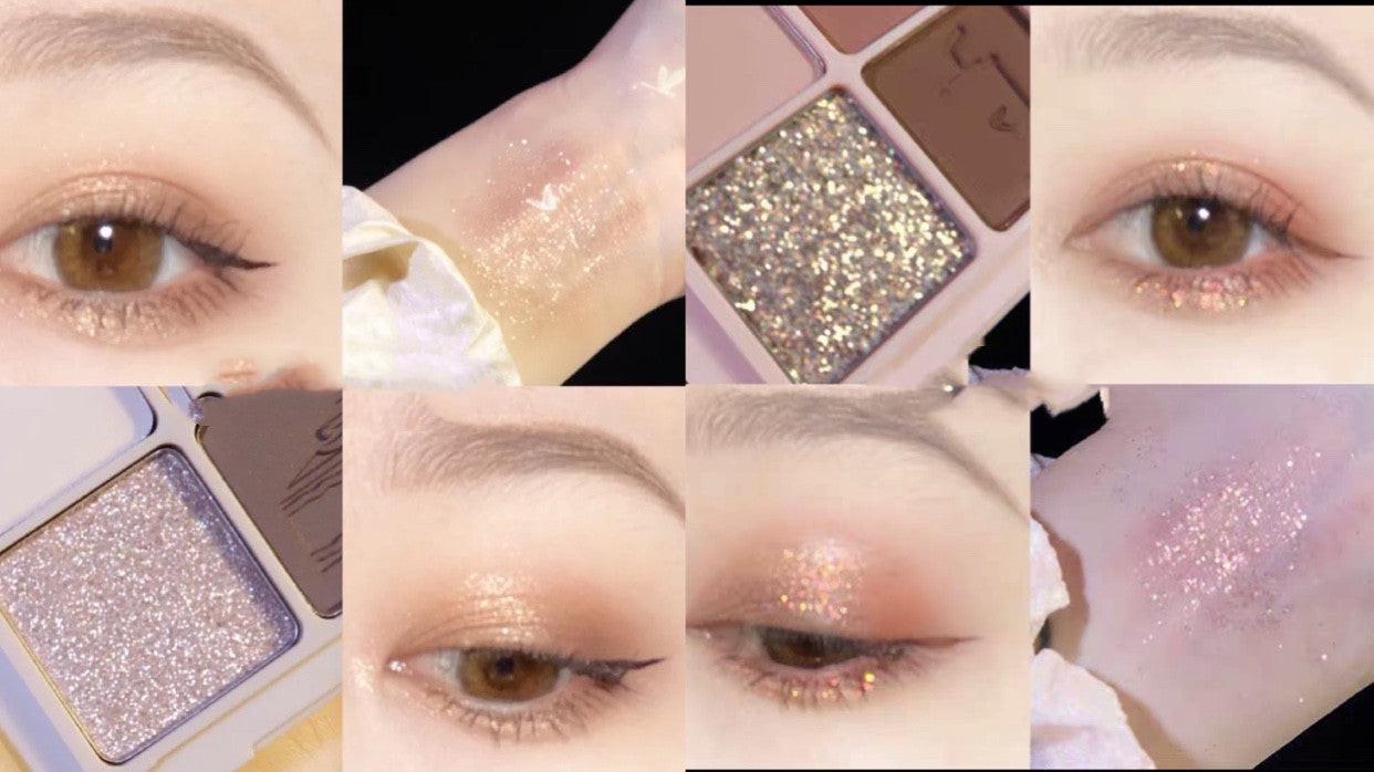 Four-color Eyeshadow Palette Matte Pearlescent Earth Gray Purple Waterproof Sequin Glitter Student.
