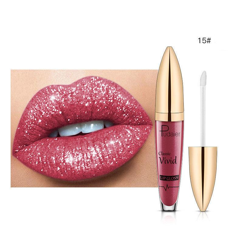 Pudaier Sip Glitter Flip Matte Shimmer Lip Gloss No Stain On Cup Diamond Lipstick.