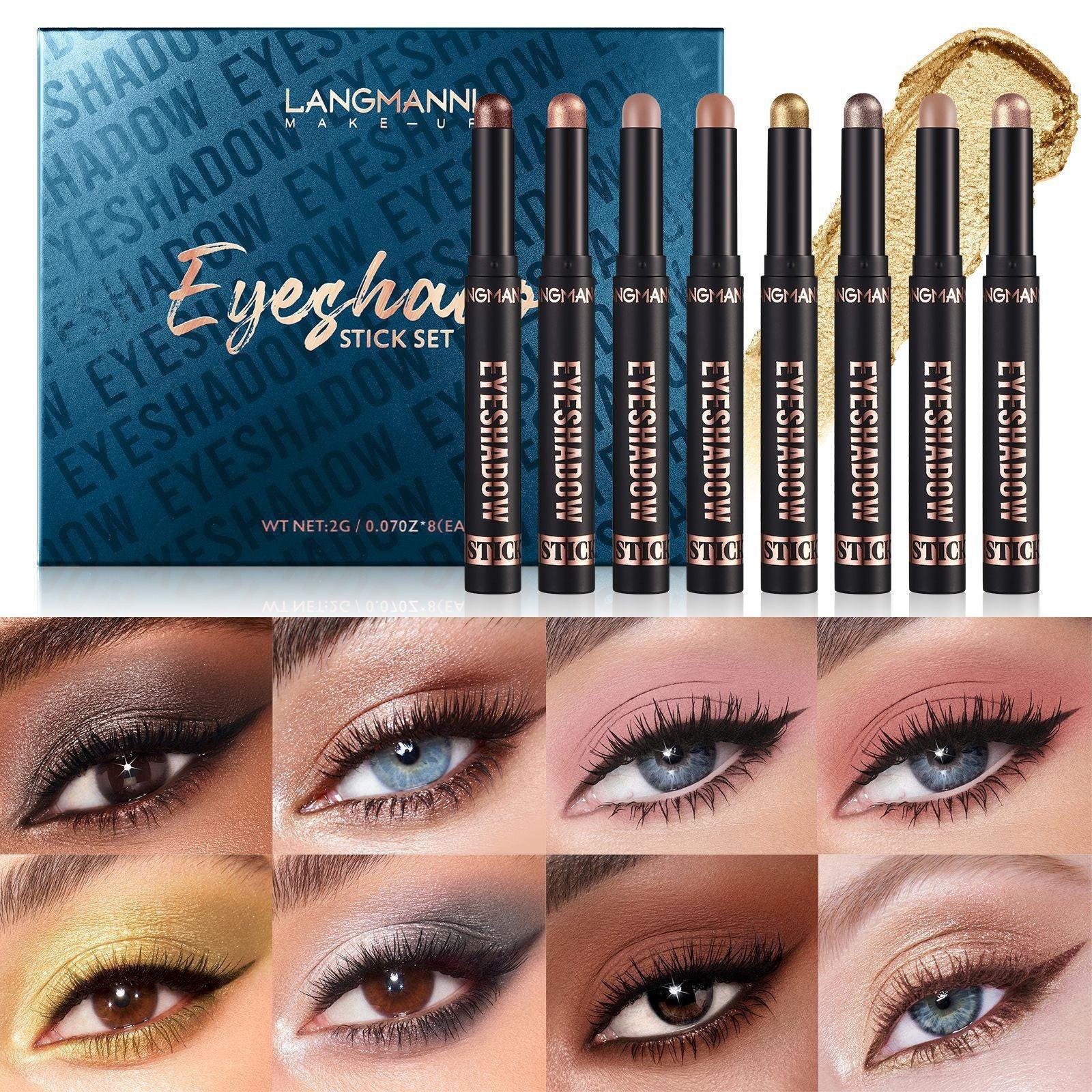 New Product Eye Shadow Stick Combo 8 Color Rendering Not Easy To Smudge.