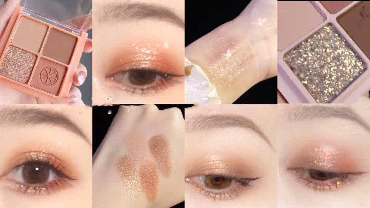 Four-color Eyeshadow Palette Matte Pearlescent Earth Gray Purple Waterproof Sequin Glitter Student.