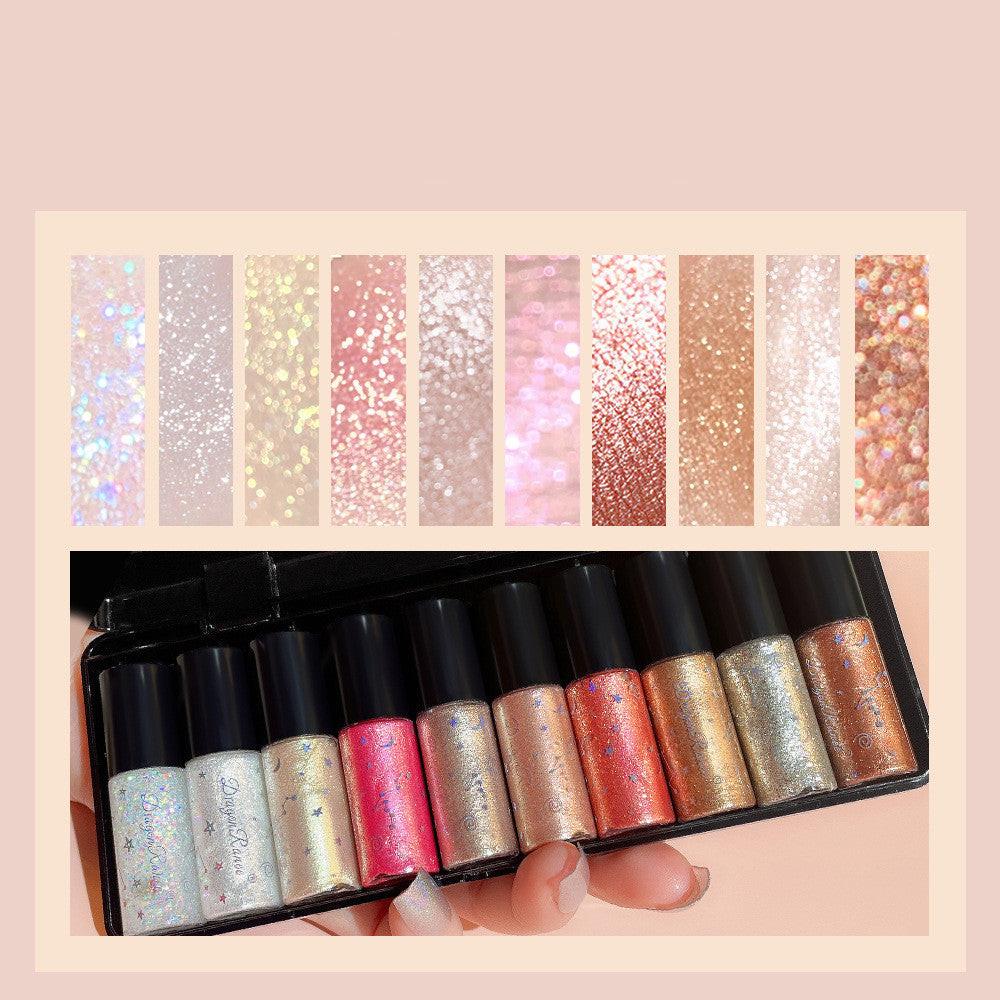 Makeup 10pcs Liquid Eyeliner Set Shiny Silkworm High Gloss.