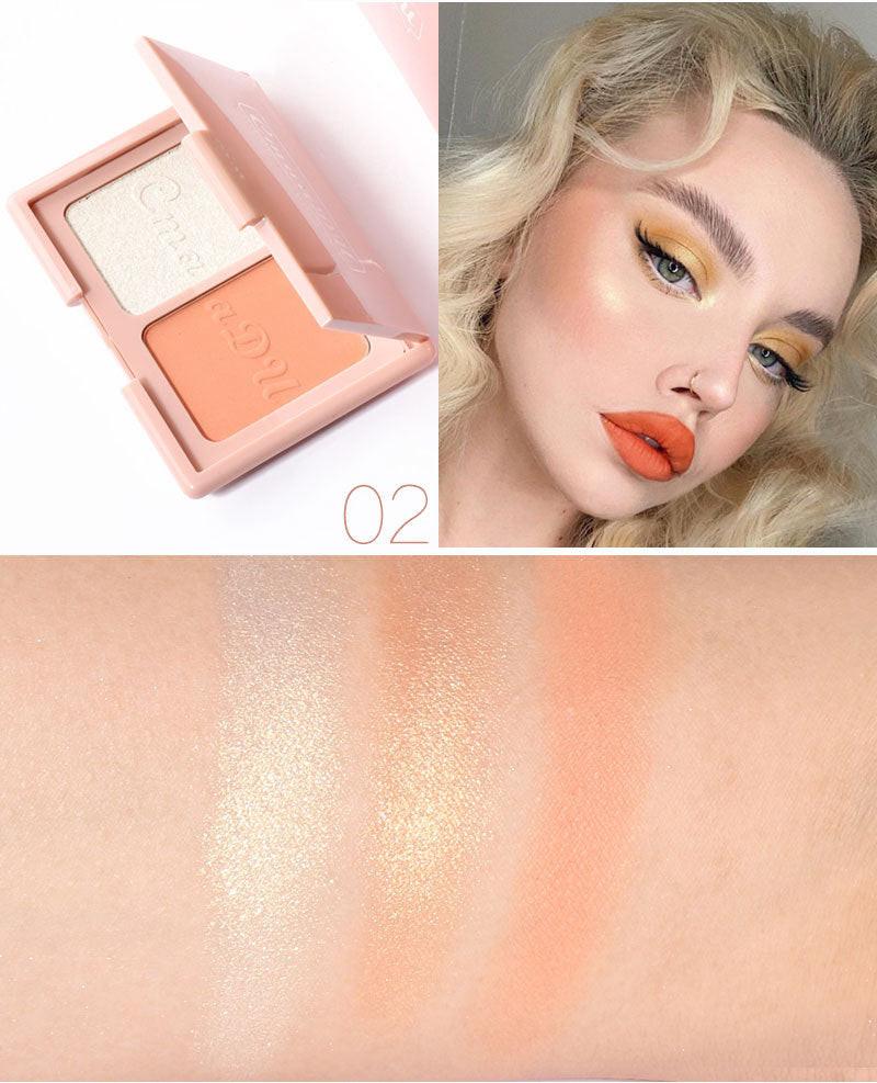 Two-tone Blush Highlighter And Contouring Palette.