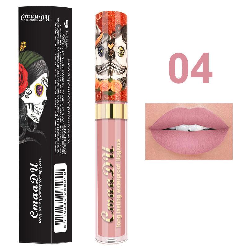 Light Metal Pearlescent Skull Single Lip Gloss Lipstick.