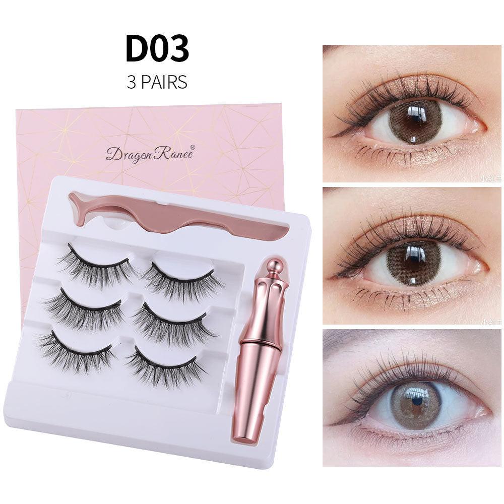 Natural Long Lasting Magnetic Liquid Eyeliner & Magnetic False Eyelashes & Tweezer Set Make up Set.