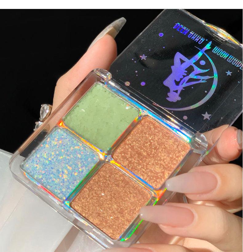 Four - color beauty girl luminous eye shadow tray.