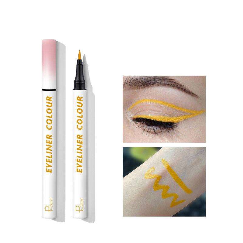 Color eyeliner blue white thin tip very thin.