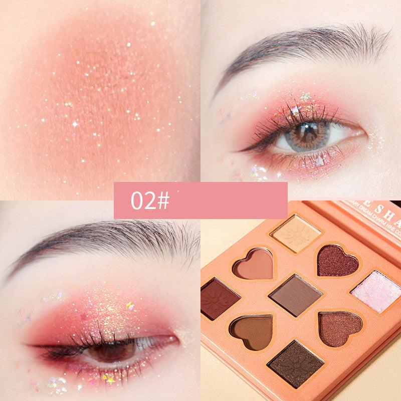 Pearlescent Matte Glitter Glitter Sequins Peach Nine-Color Eyeshadow.