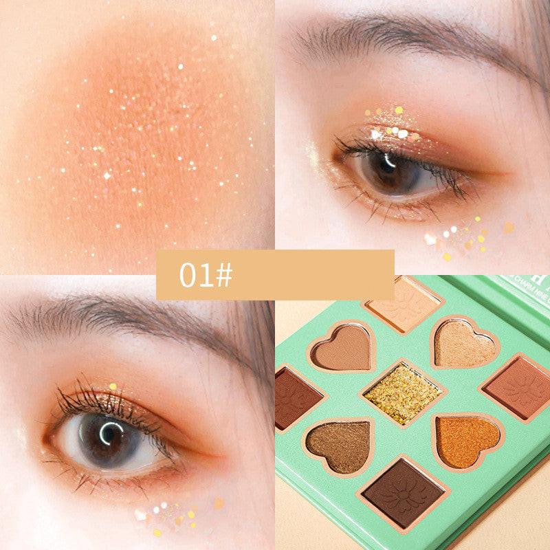 Pearlescent Matte Glitter Glitter Sequins Peach Nine-Color Eyeshadow.