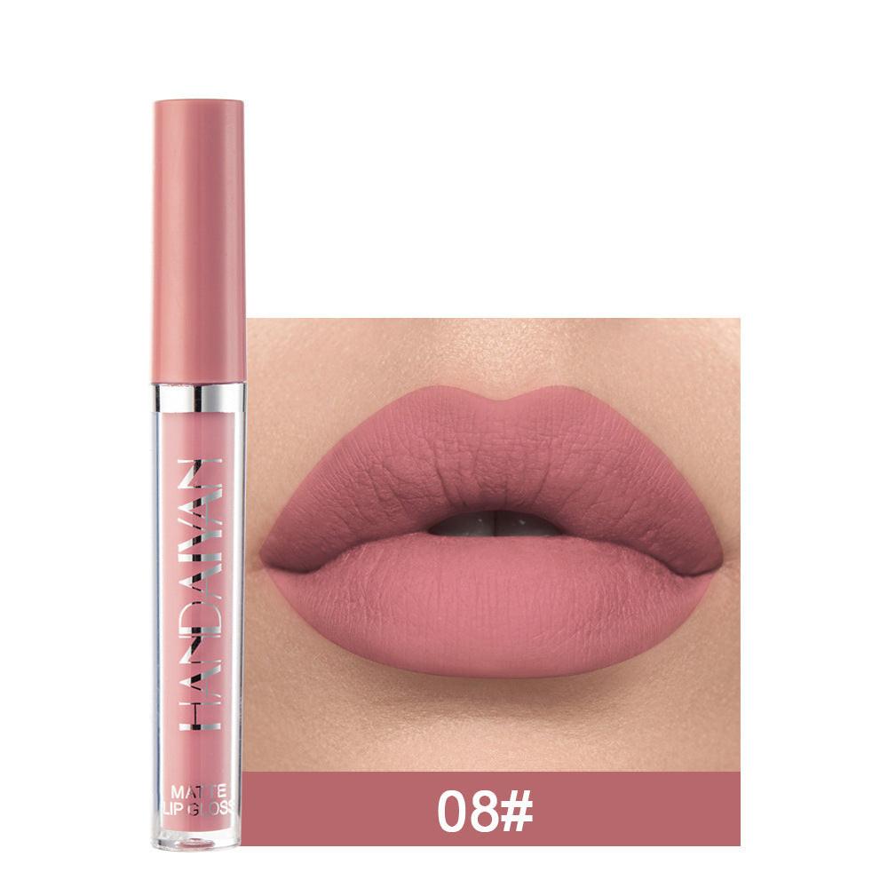 Handaiyan Matte Lip Glaze Liquid Lipstick Mini Tube Lip Gloss Waterproof Non Stick Cup Lip Gloss Genuine.
