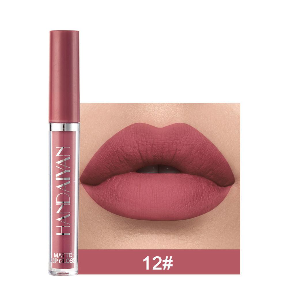 Handaiyan Matte Lip Glaze Liquid Lipstick Mini Tube Lip Gloss Waterproof Non Stick Cup Lip Gloss Genuine.
