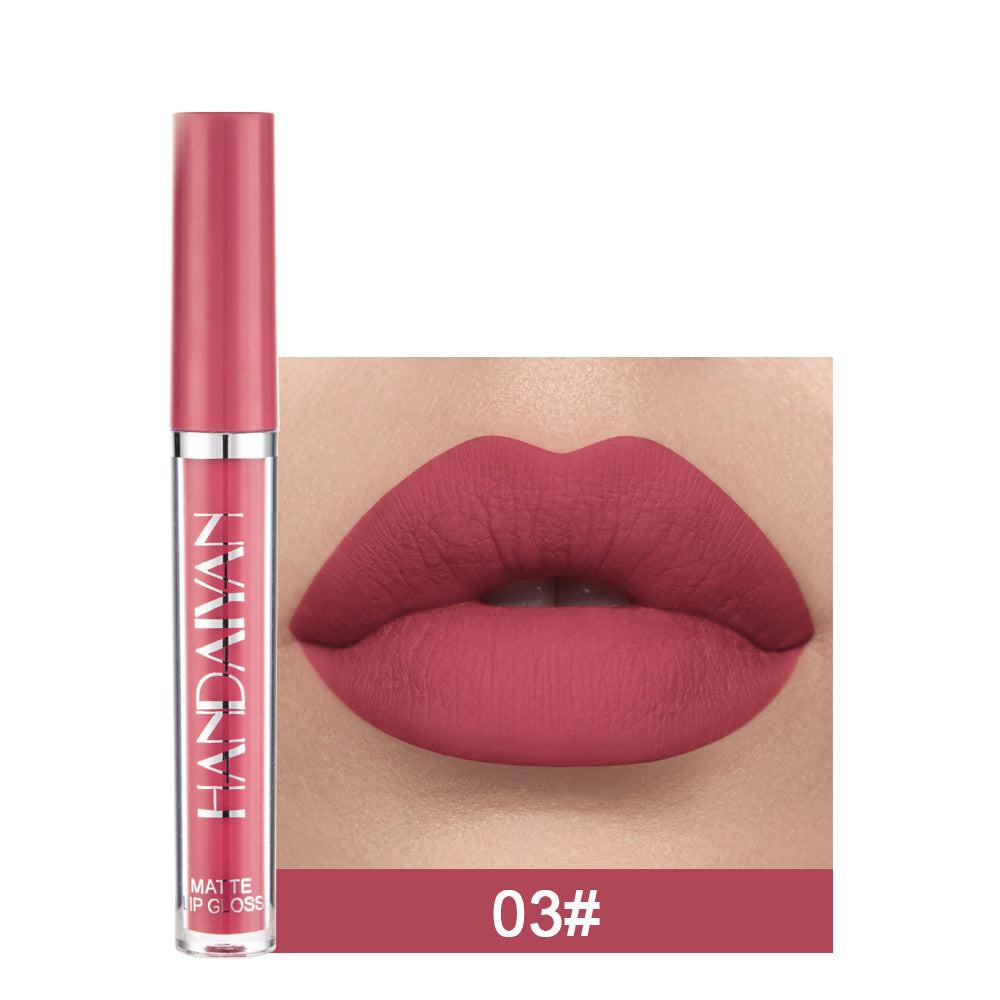 Handaiyan Matte Lip Glaze Liquid Lipstick Mini Tube Lip Gloss Waterproof Non Stick Cup Lip Gloss Genuine.