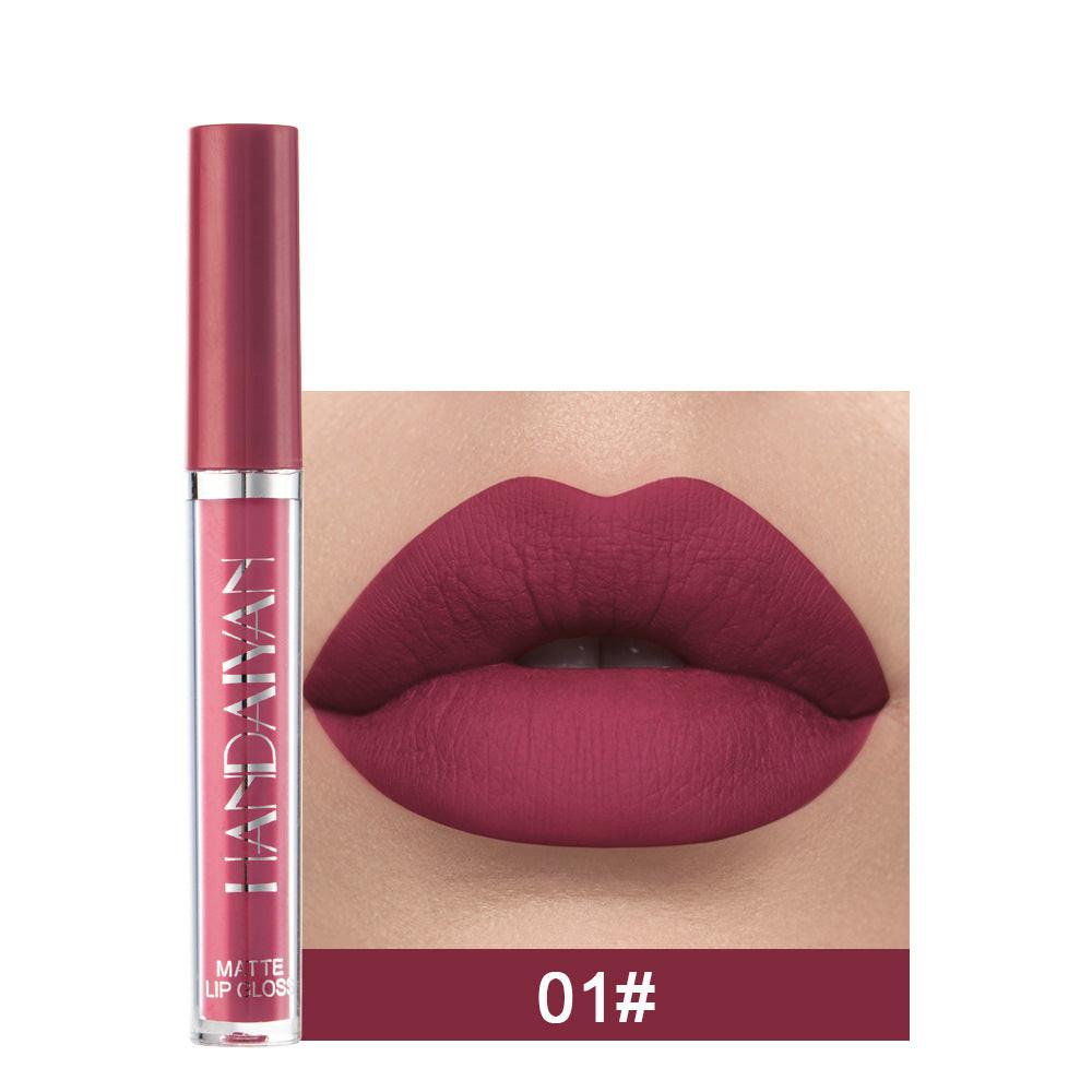 Handaiyan Matte Lip Glaze Liquid Lipstick Mini Tube Lip Gloss Waterproof Non Stick Cup Lip Gloss Genuine.