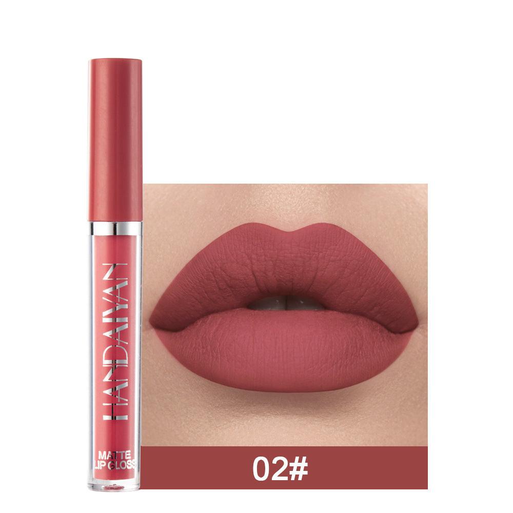 Handaiyan Matte Lip Glaze Liquid Lipstick Mini Tube Lip Gloss Waterproof Non Stick Cup Lip Gloss Genuine.