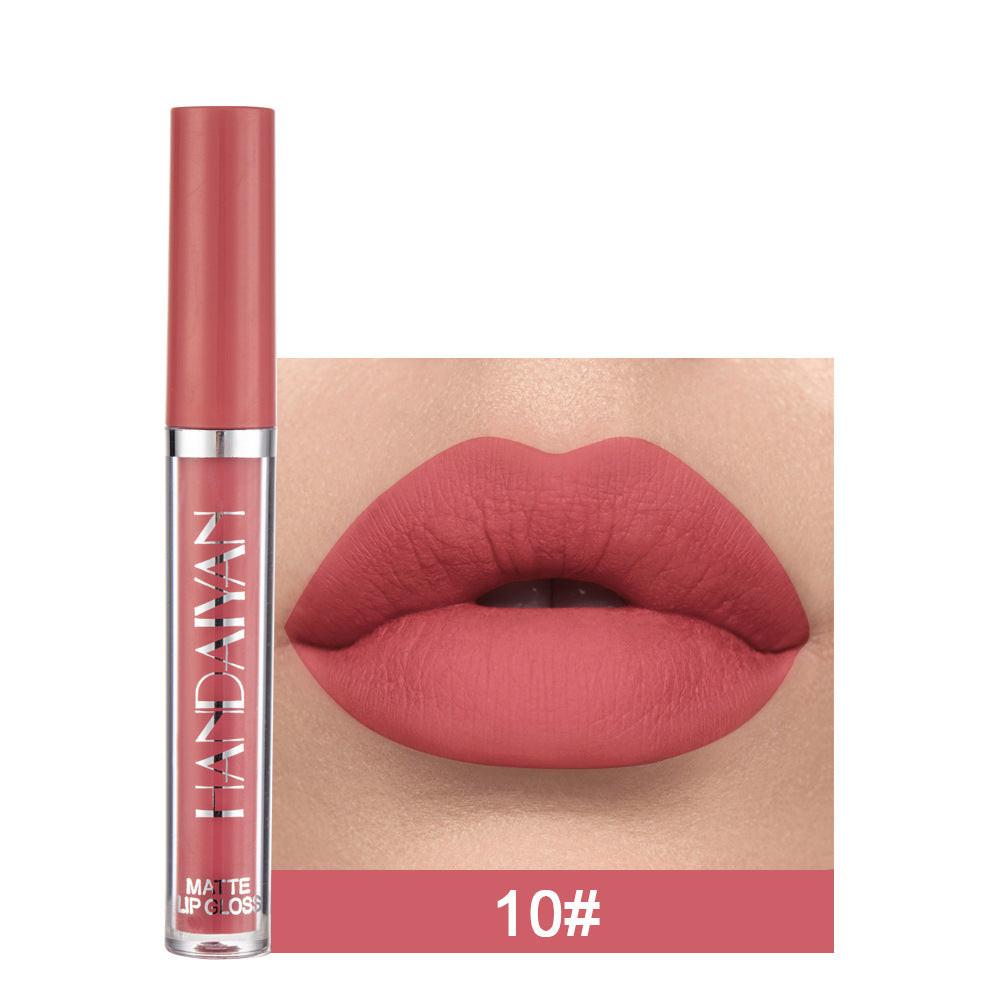 Handaiyan Matte Lip Glaze Liquid Lipstick Mini Tube Lip Gloss Waterproof Non Stick Cup Lip Gloss Genuine.
