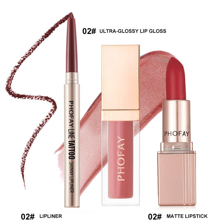 PHOFAY Ultra-Glossy Lip Gloss Matte Lipstick Lipliner.