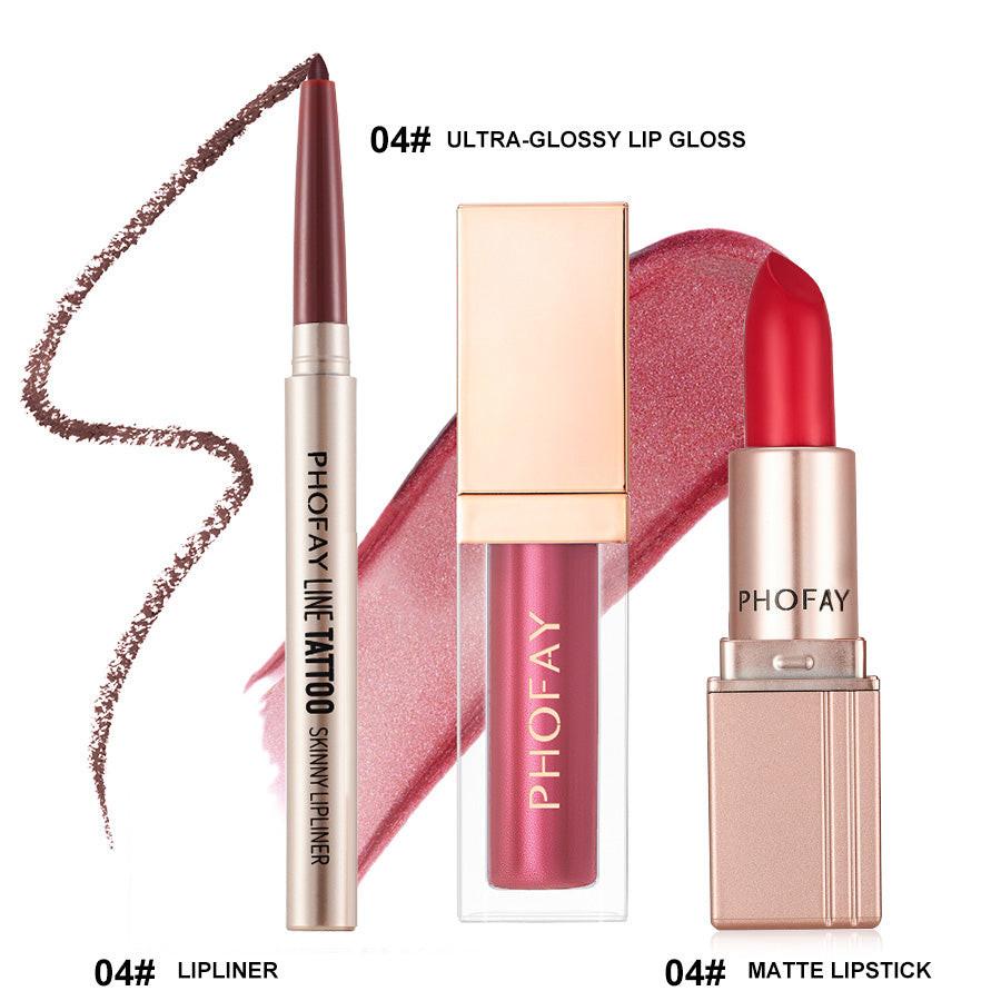 PHOFAY Ultra-Glossy Lip Gloss Matte Lipstick Lipliner.
