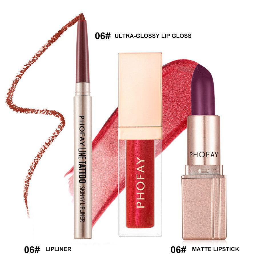 PHOFAY Ultra-Glossy Lip Gloss Matte Lipstick Lipliner.