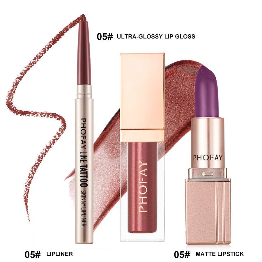 PHOFAY Ultra-Glossy Lip Gloss Matte Lipstick Lipliner.